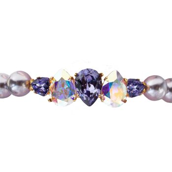 Bracelet de perles avec rangée de cristaux - argent - mauve 1