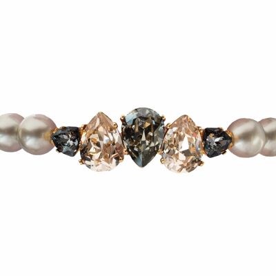 Pearl bracelet with crystal row - silver - Platinum