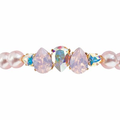 Bracciale di perle con fila di cristalli - oro - Rosaline