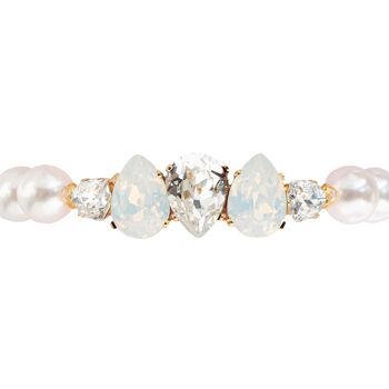 Bracelet de perles avec rangée de cristaux - or - Blanc 1