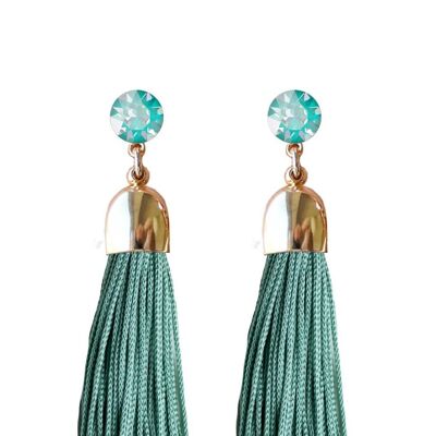 Naglinshams with fringe, 8mm crystal - gold - mint