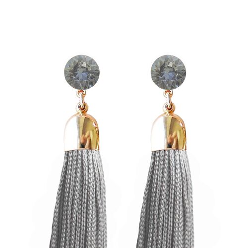 Naglinshams with fringe, 8mm crystal - silver - Silvernight