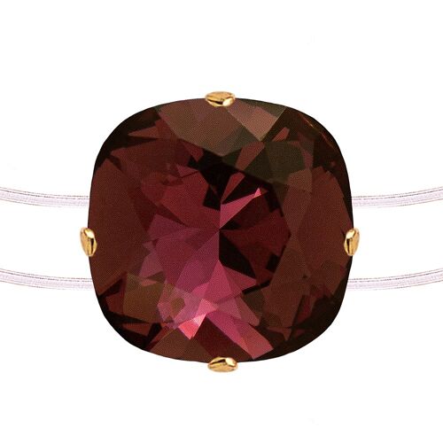 Invisible bracelet, 10mm crystal - gold - Burgundy