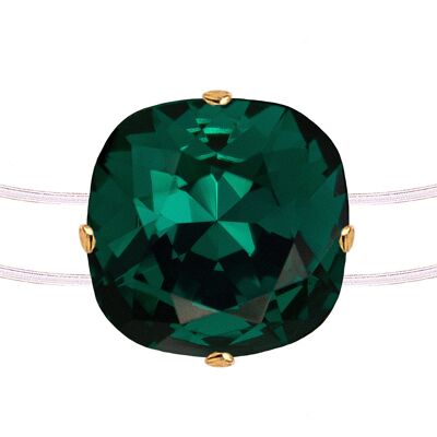 Invisible bracelet, 10mm crystal - gold - emerald
