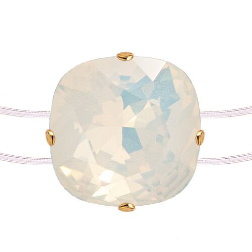Invisible bracelet, 10mm crystal - gold - White Opal