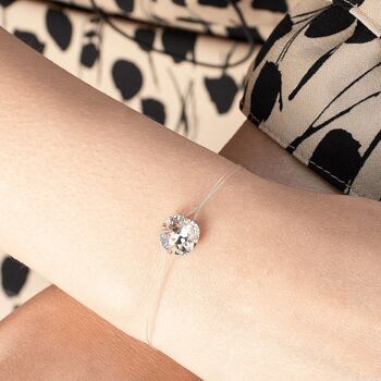 Bracelet invisible, cristal 10mm - argent - émeraude 3