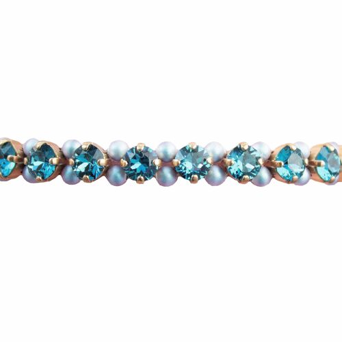 Pearl crystal bracelet, 5mm crystals - gold - indicolite