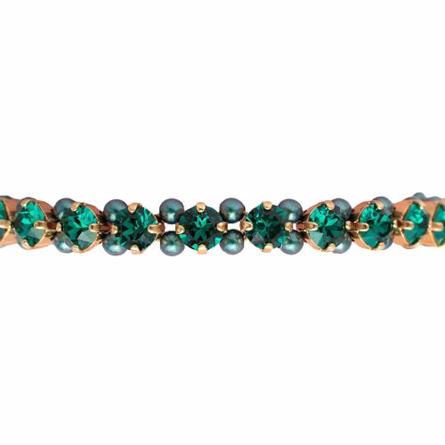 Pearl Crystal bracelet, 5mm crystals - gold - emerald