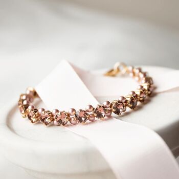 Bracelet Pearl Crystal, cristaux 5mm - Or - Rose clair 2