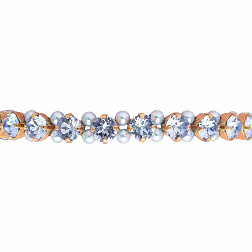Pearl Crystal bracelet, 5mm Crystals - Gold - Light Saphire