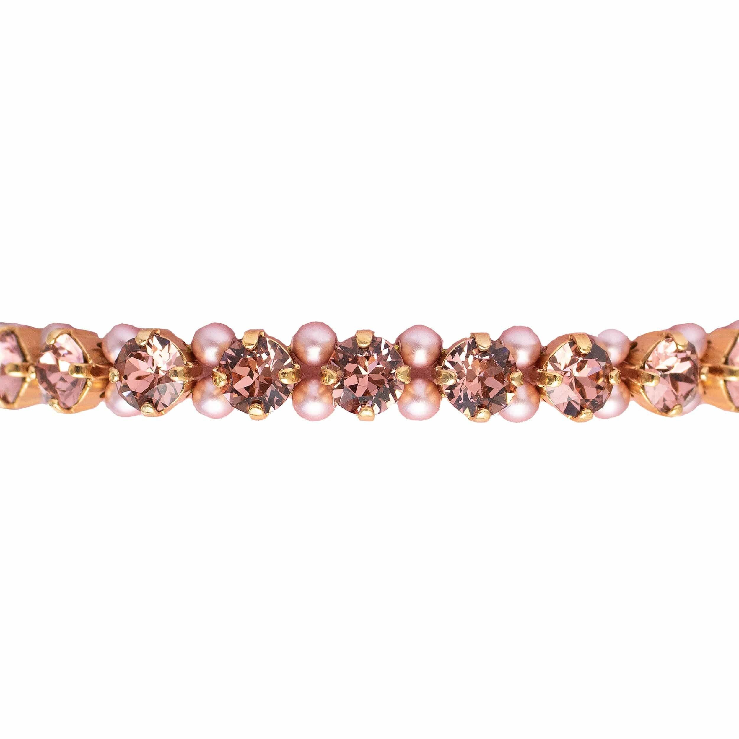 Bracciale Pearl Crystal, Cristalli 5mm - Argento - Rosa cipria