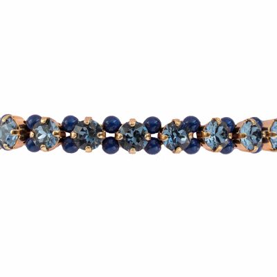 Pearl Crystal Bracelet, 5mm Crystals - Silver - Denim