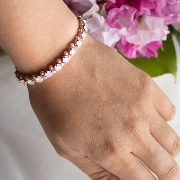 Bracelet Pearl Crystal, cristaux 5mm - Argent - Soie légère 3