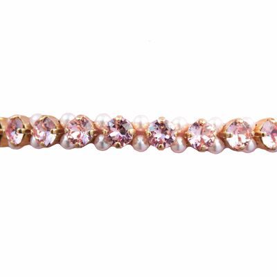 Pulsera Pearl Crystal, cristales de 5 mm - Plata - Rosa claro