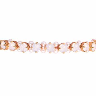 Pearl Crystal bracelet, 5mm Crystals - Silver - Rose Water Opal