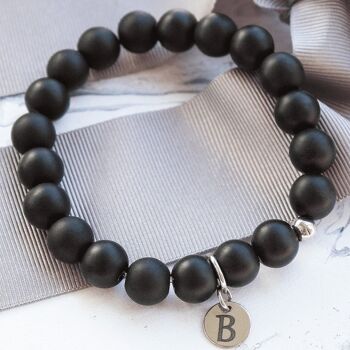 Bracelet homme avec médaillon gravé personnalisé - or - lave poreuse - pour la stabilité - m 3