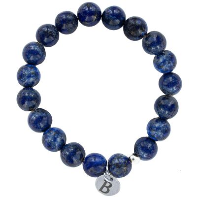 Pulsera para hombre con medallón grabado personalizado - plata - lazurita - para la confianza en uno mismo - s