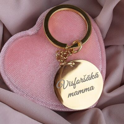 Key Spring with Personalized engraved medallion - Gold