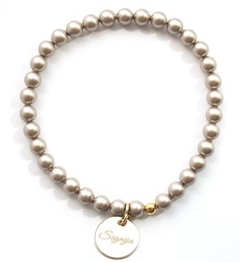 Bracelet petite perle avec médaillon mot personnalisé - or - Amande - M 1