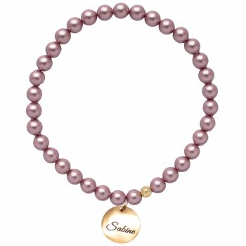 Bracelet petite perle avec médaillon mot personnalisé - or - Amande - M 2