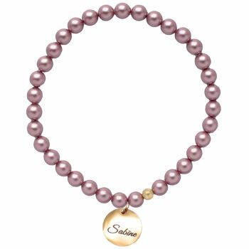 Bracelet Petite Perle Avec Médaillon Mot Personnalisé - Or - Amande - L 2