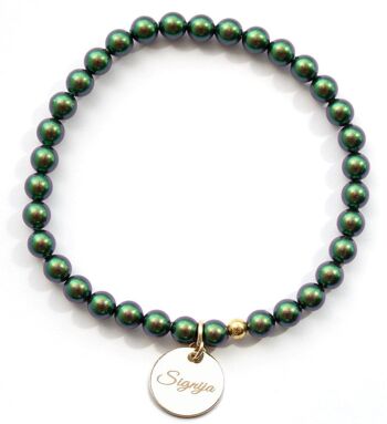 Bracelet petite perle avec médaillon mot personnalisé - or - Scarabée - m 1