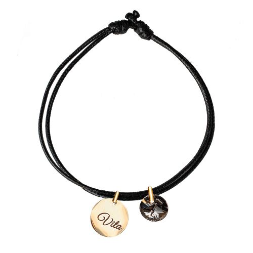 Bracelet with personalized engraved medallion - gold - Silvernight