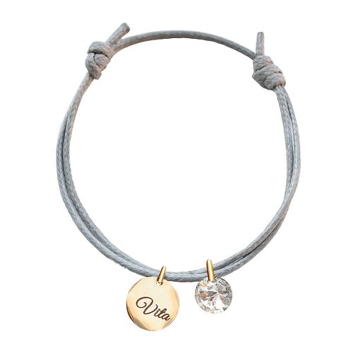 Bracelet with personalized engraved medallion - Gold - Grey