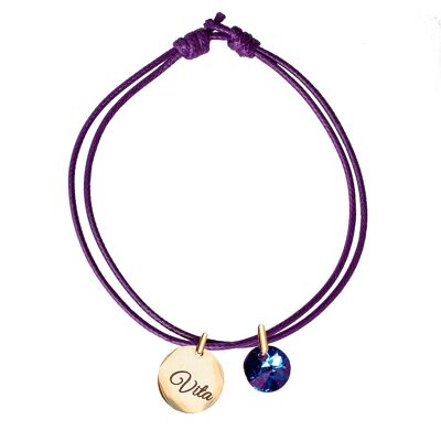 Armband mit personalisiertem graviertem Medaillon - Gold - Violet Helio