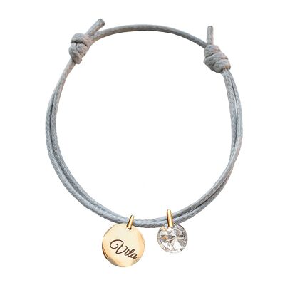 Bracelet with personalized engraved medallion - silver - gray
