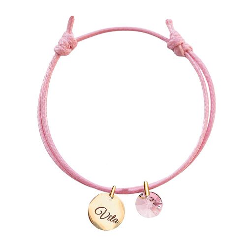 Bracelet with personalized engraved medallion - Silver - Light Rose