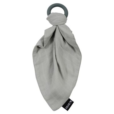 Silicone teething ring & bamboo swaddle - gray