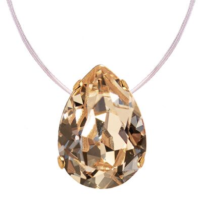 Invisible necklace, 14mm drop crystal - gold - Golden Shadow