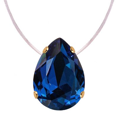 Invisible necklace, 14mm drop crystal - gold - Montana