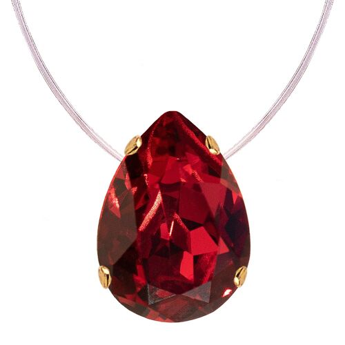 Invisible necklace, 14mm drop crystal - gold - Scarlet