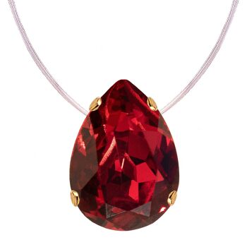 Collier invisible, goutte 14mm cristal - or - Scarlet 1