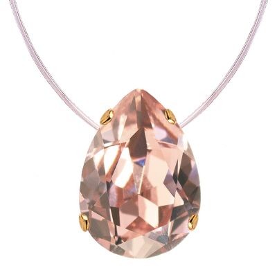 Collana invisibile, cristallo goccia 14mm - oro - rosa vintage