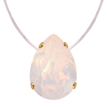 Collier invisible, goutte 14mm cristal - argent - Rose Water Opal 1