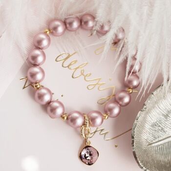 Bracelet de perles avec pendentif en forme de diamant - or - Bordeaux - s 3