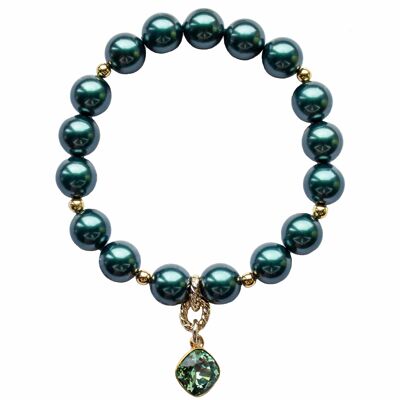 Pearl bracelet with diamond -shaped pendant - gold - tahitian - s