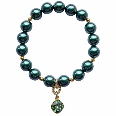 Bracelet de perles avec pendentif en forme de losange - or - tahitien - l