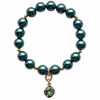 Pearl bracelet with diamond -shaped pendant - gold - tahitian - l