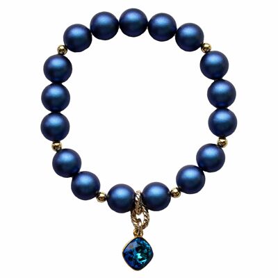 Bracelet de perles avec pendentif en forme de diamant - or - Irid Dark Blue - M