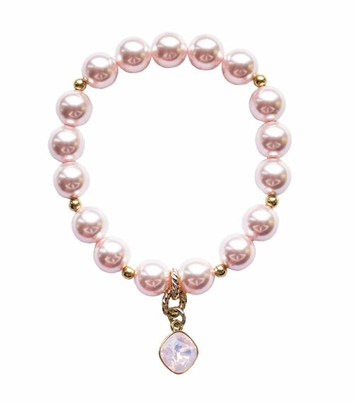 Pearl bracelet with diamond -shaped pendant - gold - Rosaline - s