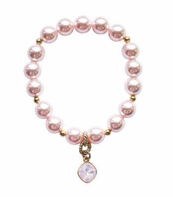 Bracelet de perles avec pendentif en forme de diamant - or - rosaline - m 1