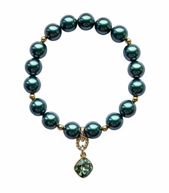 Bracelet perle avec pendentif en forme de losange - argent - tahitien - s 1