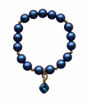 Bracelet perle avec pendentif en forme de losange - Argent - Irid Dark Blue - M 1
