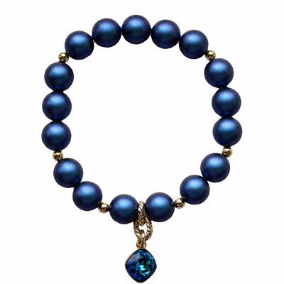 Pearl bracelet with diamond -shaped pendant - Silver - Irid Dark Blue - S
