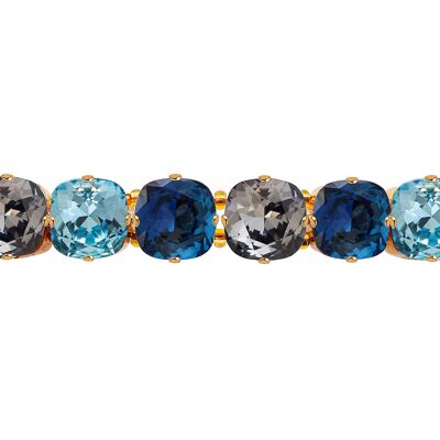 Big Crystal Bracelet, 10mm Crystals - Gold - Aquamarine / Silvernight / Montana