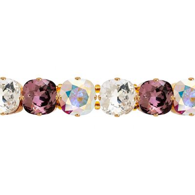 Gran Pulsera de Cristal, Cristales de 10 mm - Oro - Aurora boreal / Rosa antiguo / Cristal